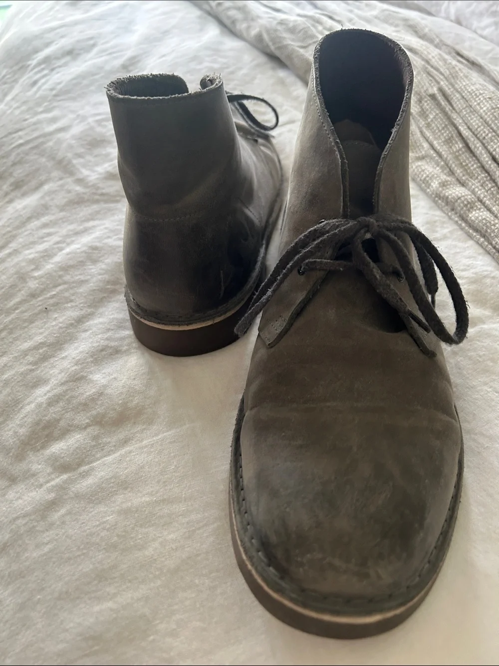 Clarks Gray Suede/Leather Chukka Boots